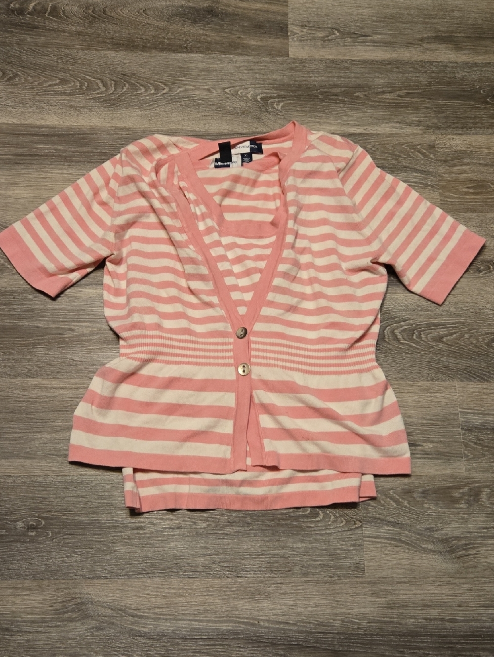 Vintage Pink/white Stripe Twin Set Sz XL